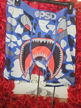 PSD Men's Blue Camo Shark Mouth Swim Trunks Size XXLarge